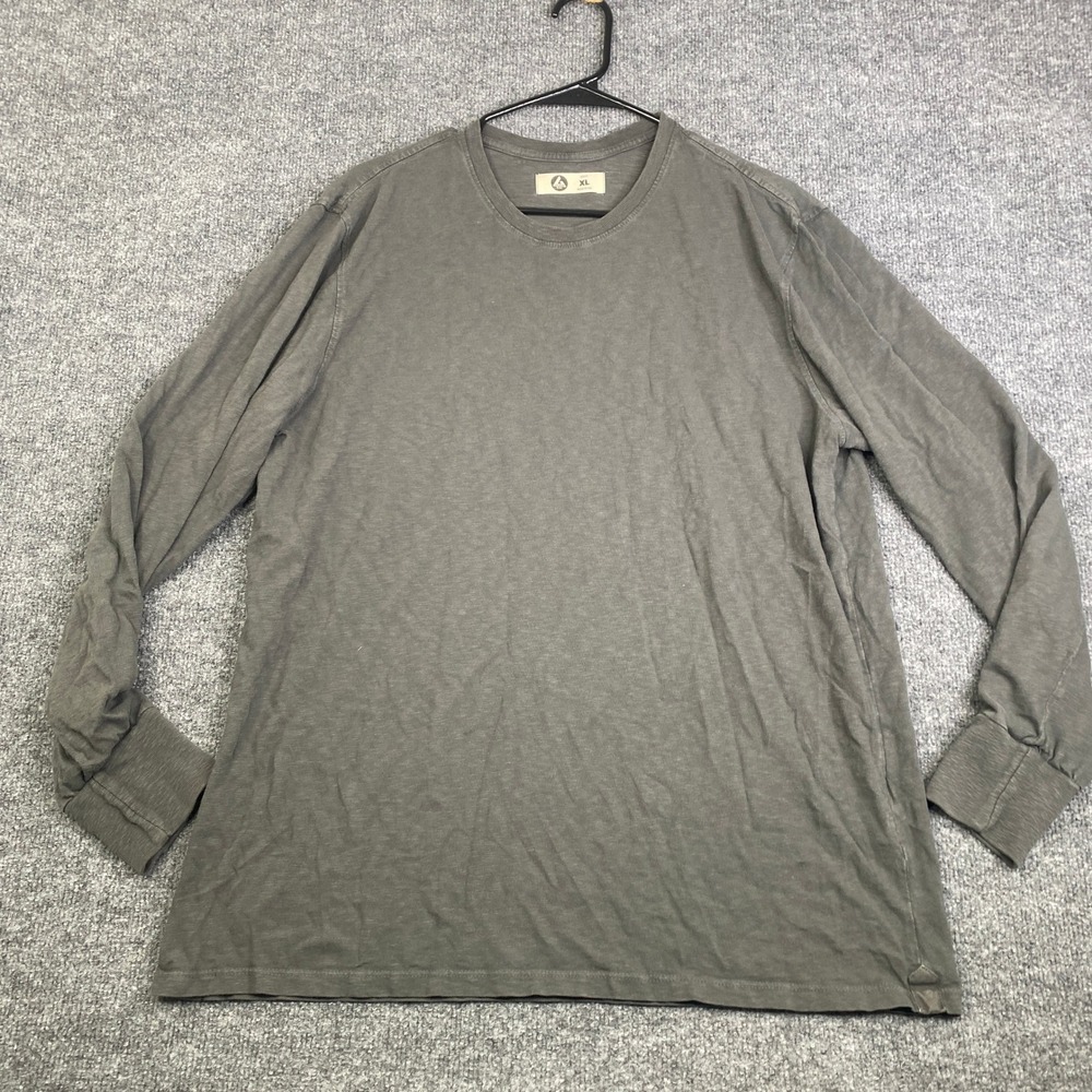 American Giant Mens XL Long Sleeve T-Shirt Charcoal Gray Cotton Made in USA